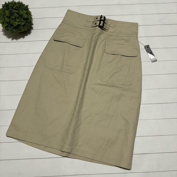 Worthington NWT Tan Khaki Patch Pocket High Waist Pencil Skirt Women’s Size‎ 6 - Picture 1 of 6